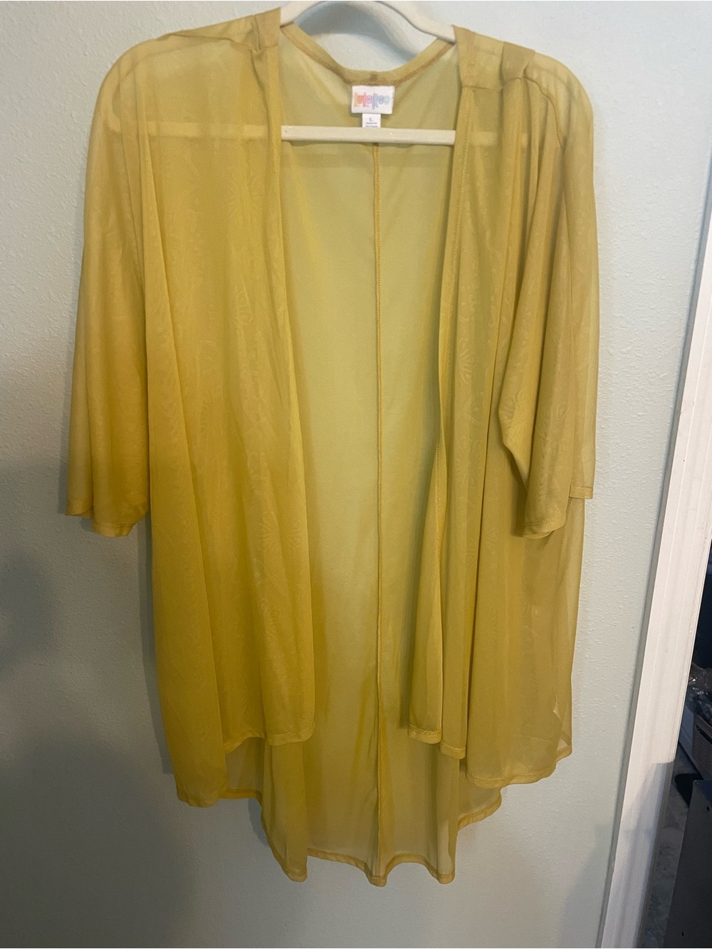 LuLaRoe Sheer Open-Front Kimono in Mustard